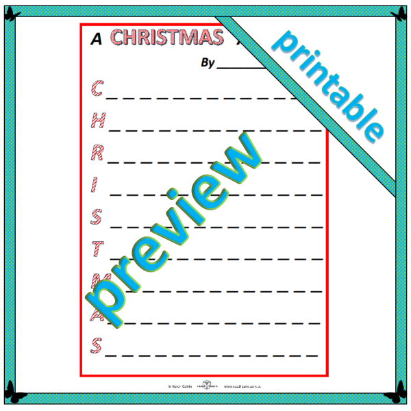 A Christmas acrostic template readilearn A Christmas acrostic template readilearn