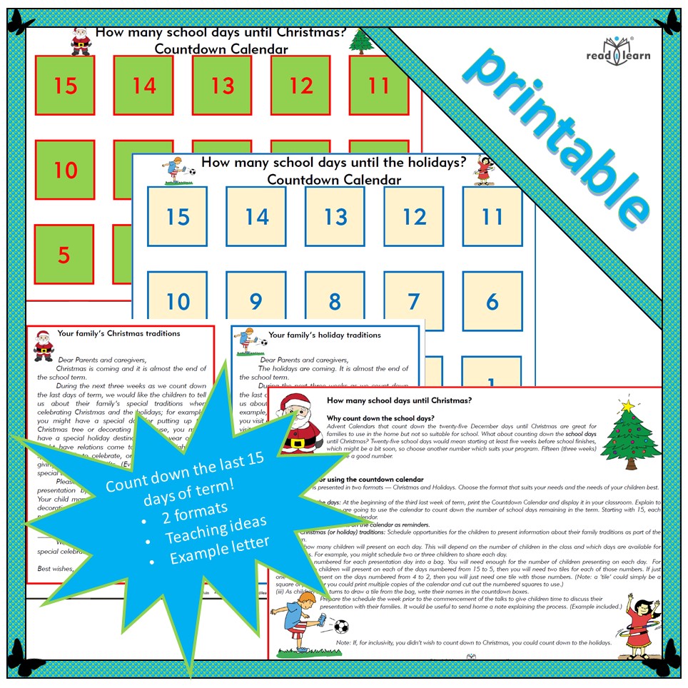 How Many School Days Until Christmas A Countdown Calendar Readilearn