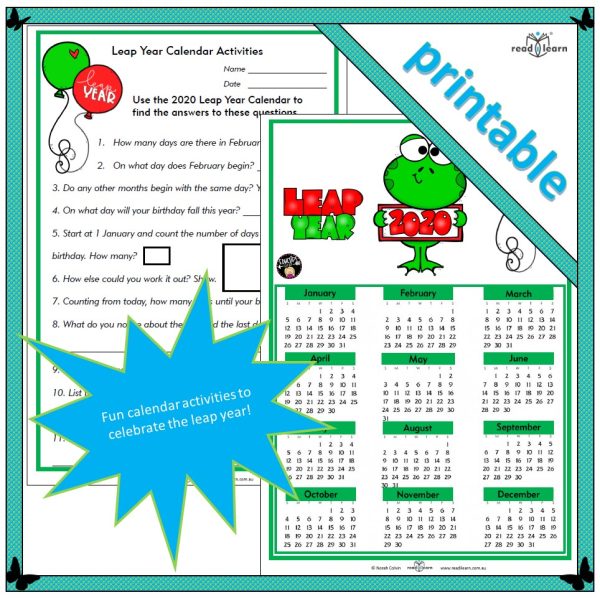 Leap Year Calendar Activities readilearn