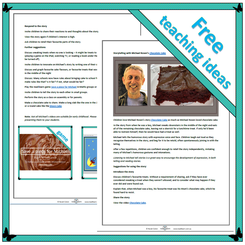 Storytelling with Michael Rosen’s Chocolate Cake readilearn